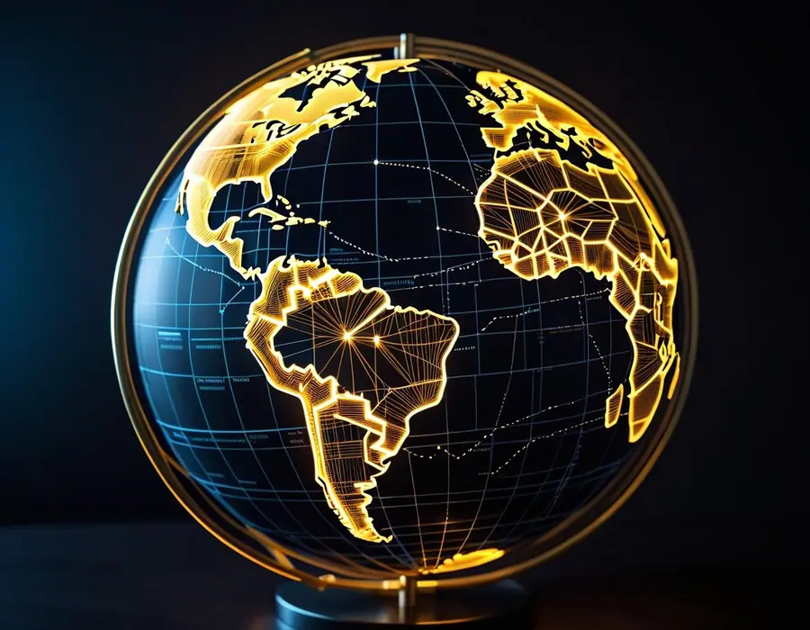An illuminated globe showing continents, representing cross-border crypto regulation